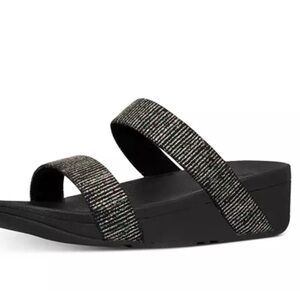 Flottlop FitFlop Women's Lottie Glitter Stripe Slides Size 9